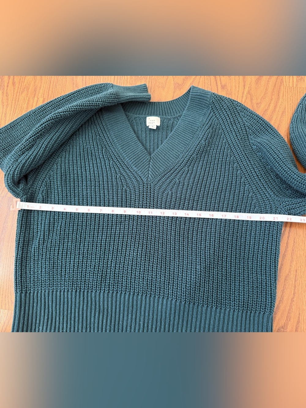 a new day Dark Green Teal V Neck Sweater Women’s Size Small - Picture 8 of 9